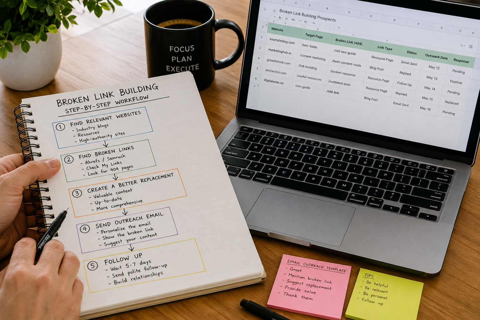 Step-by-step Broken Link Building workflow for SEO outreach