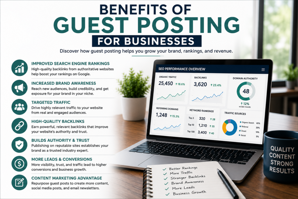 Benefits of Guest Posting for Businesses – Improve SEO Rankings and Build High-Quality Backlinks