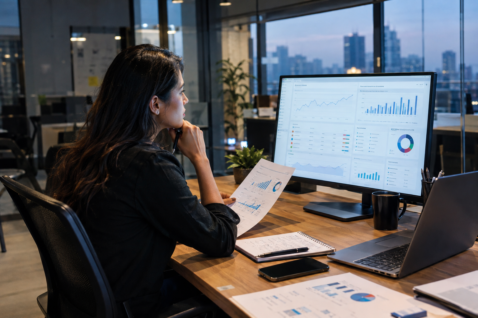 seo manager reviewing website growth and backlink performance analytics